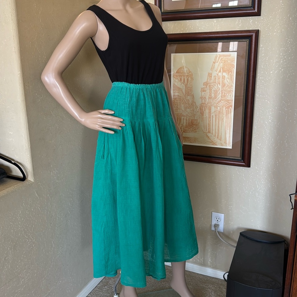 Womens Vintage Cottagecore 70’s Tiered Crinkle Cloth Skirt OS S M L